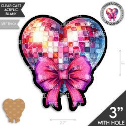 Alternative view of Glitter Disco Heart Acrylic Blank- Sticker- UV DTF (3 inch)