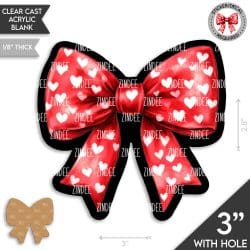 Heart Bow Valentines Acrylic Blank- Sticker- UV DTF (3 inch) - Image 2