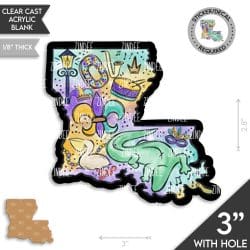 Louisiana Mardi Gras Acrylic Blank- Sticker- UV DTF (3 inch) - Image 2