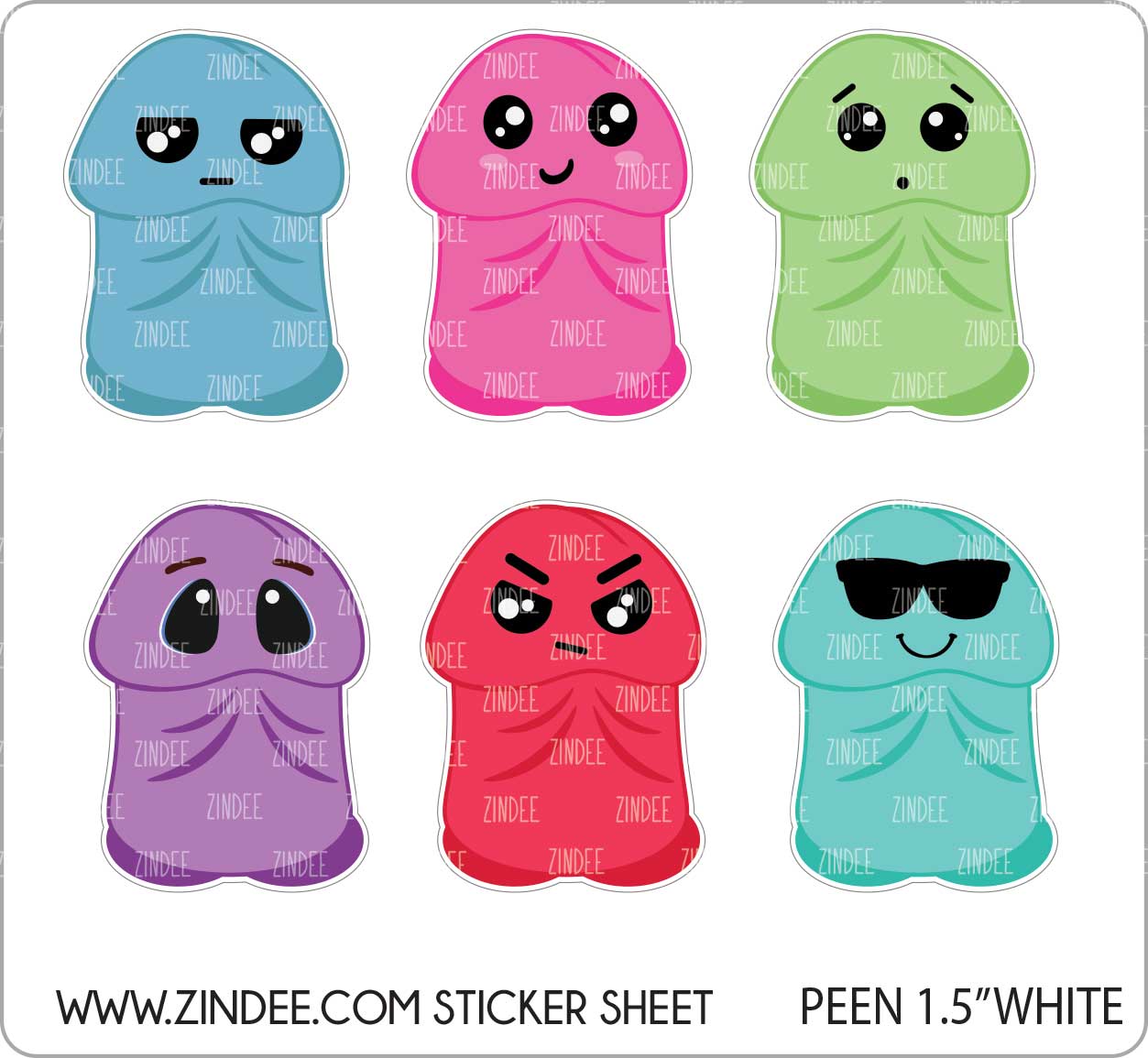 Peen 1.5" (sticker sheet) White Gloss