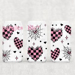 Hearts Black And Pink UV DTF Can Wrap
