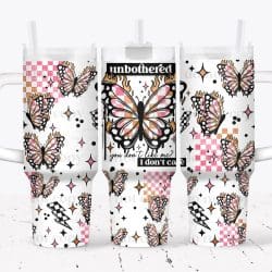 Unbothered Butterfly UV DTF Tumbler Wrap 40oz