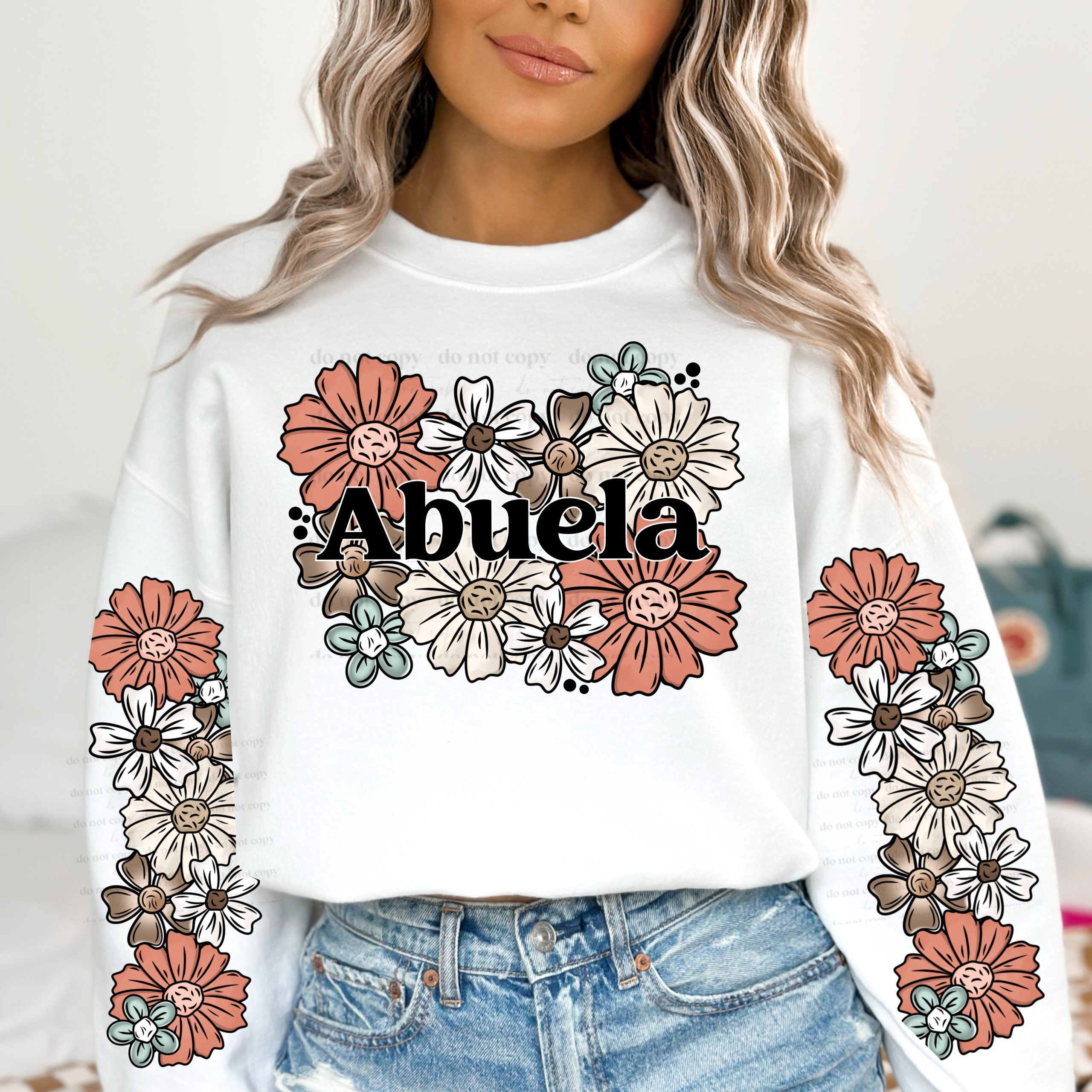 Abuela Floral DTF Transfer (w/optional sleeve design)