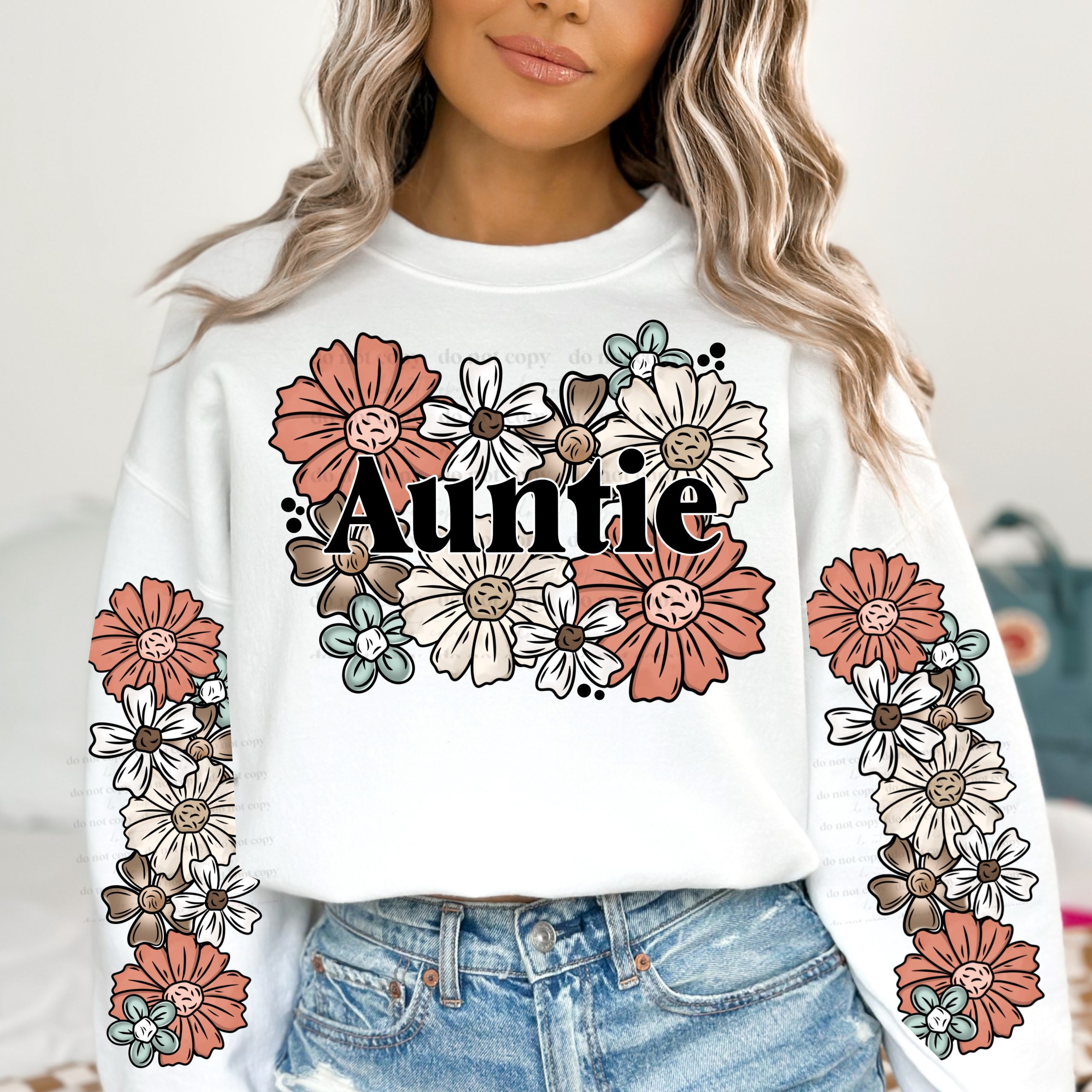 Auntie Floral DTF Transfer (w/optional sleeve design)