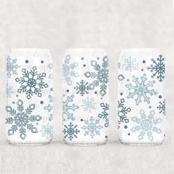 Blue Snowflakes UV DTF Can Wrap