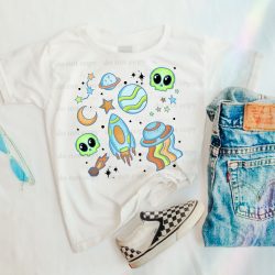 Blue Space Collage DTF Transfer