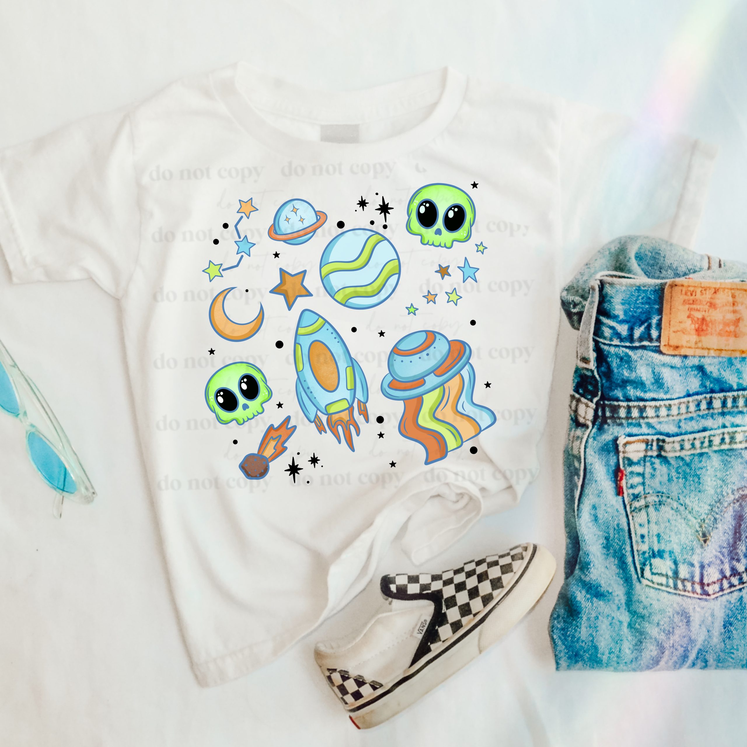 Blue Space Collage DTF Transfer