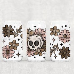 Boho Floral Skellie UV DTF Can Wrap