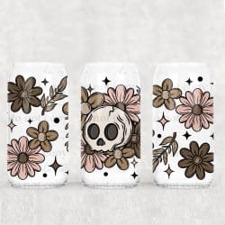 Boho Floral Skellie UV DTF Can Wrap