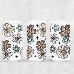 Brown Blue Floral Boho UV DTF Can Wrap