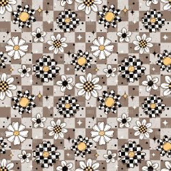 Brown Checker Florals seamless (vinyl)