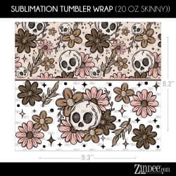 Alternative view of Brown Floral Skellie (Sublimation Wrap) 20 oz Skinny