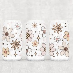Checker Daisy UV DTF Can Wrap