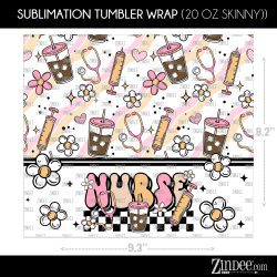 Alternative view of Checker Nurse (Sublimation Wrap) 20 oz Skinny