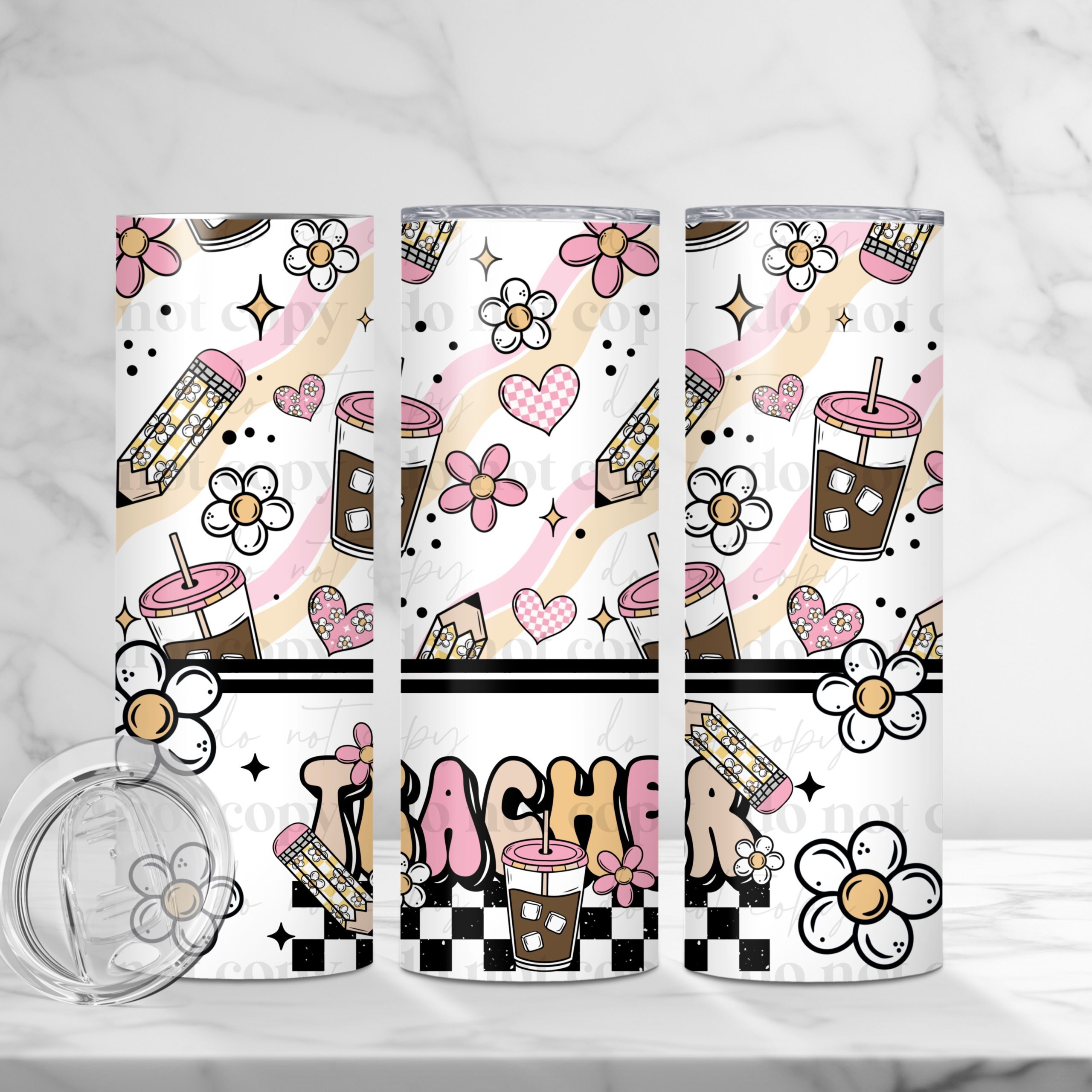 Checker Teacher (Sublimation Wrap) 20 oz Skinny