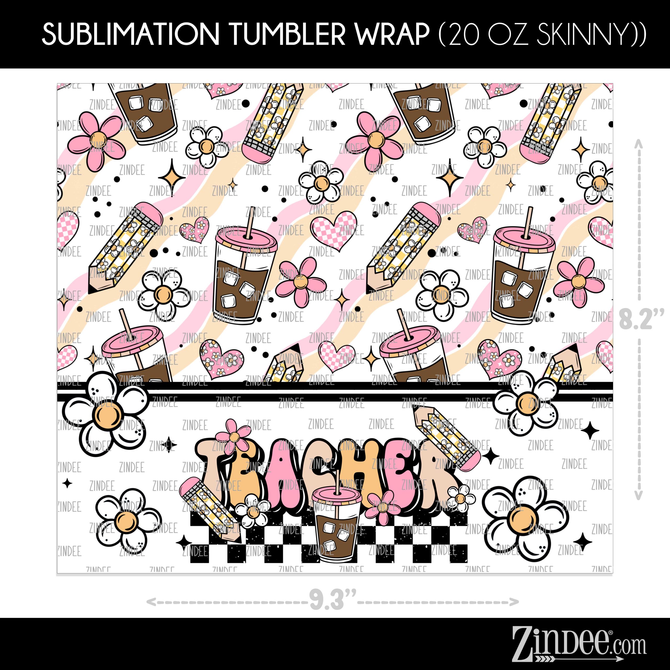 Checker Teacher (Sublimation Wrap) 20 oz Skinny - Image 2