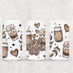 Coffee Hearts UV DTF Can Wrap