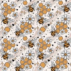 Fuzzy Honeycomb Bees seamless (vinyl)