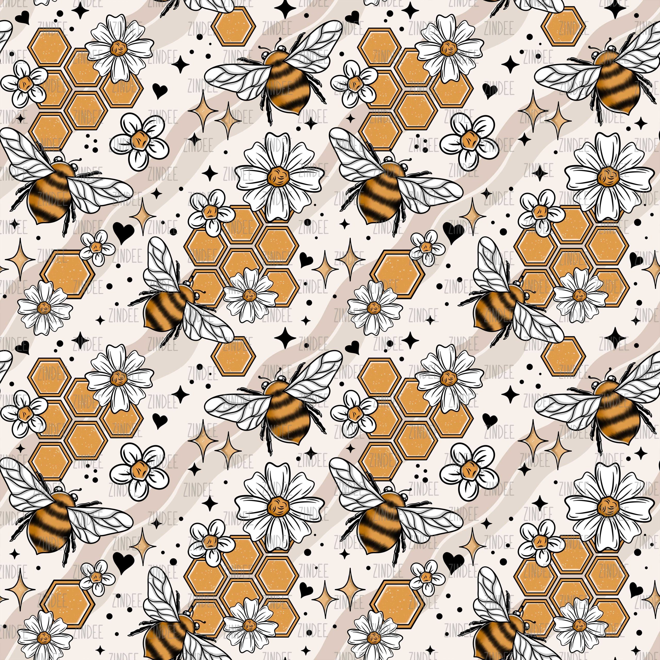 Fuzzy Honeycomb Bees seamless (Sublimation Sheet)