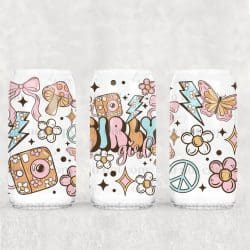 Girly Girl Retro UV DTF Can Wrap