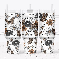 Live Free UV DTF Tumbler Wrap 40oz