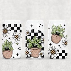 Monstera Checker UV DTF Can Wrap