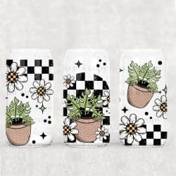 Monstera Checker UV DTF Can Wrap