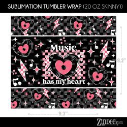 Alternative view of Music Has My Heart (Sublimation Wrap) 20 oz Skinny