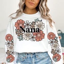 Nana Floral DTF Transfer (w/optional sleeve design)