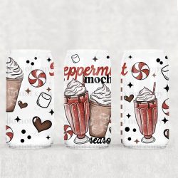 Peppermint Mocha UV DTF Can Wrap