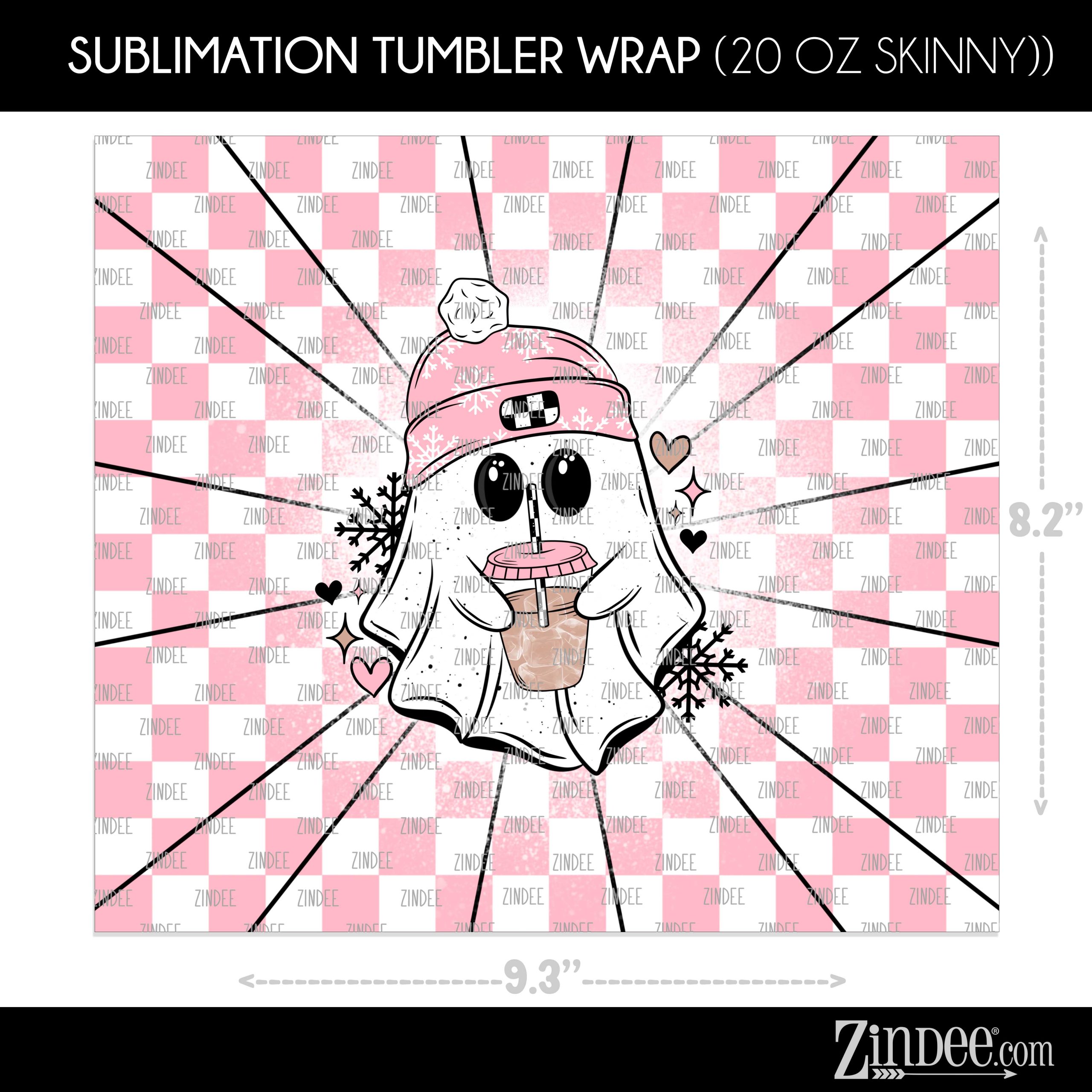Pink Winter Ghostie (Sublimation Wrap) 20 oz Skinny - Image 2