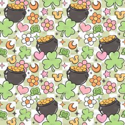 Pot Of Gold Shamrocks seamless (vinyl)