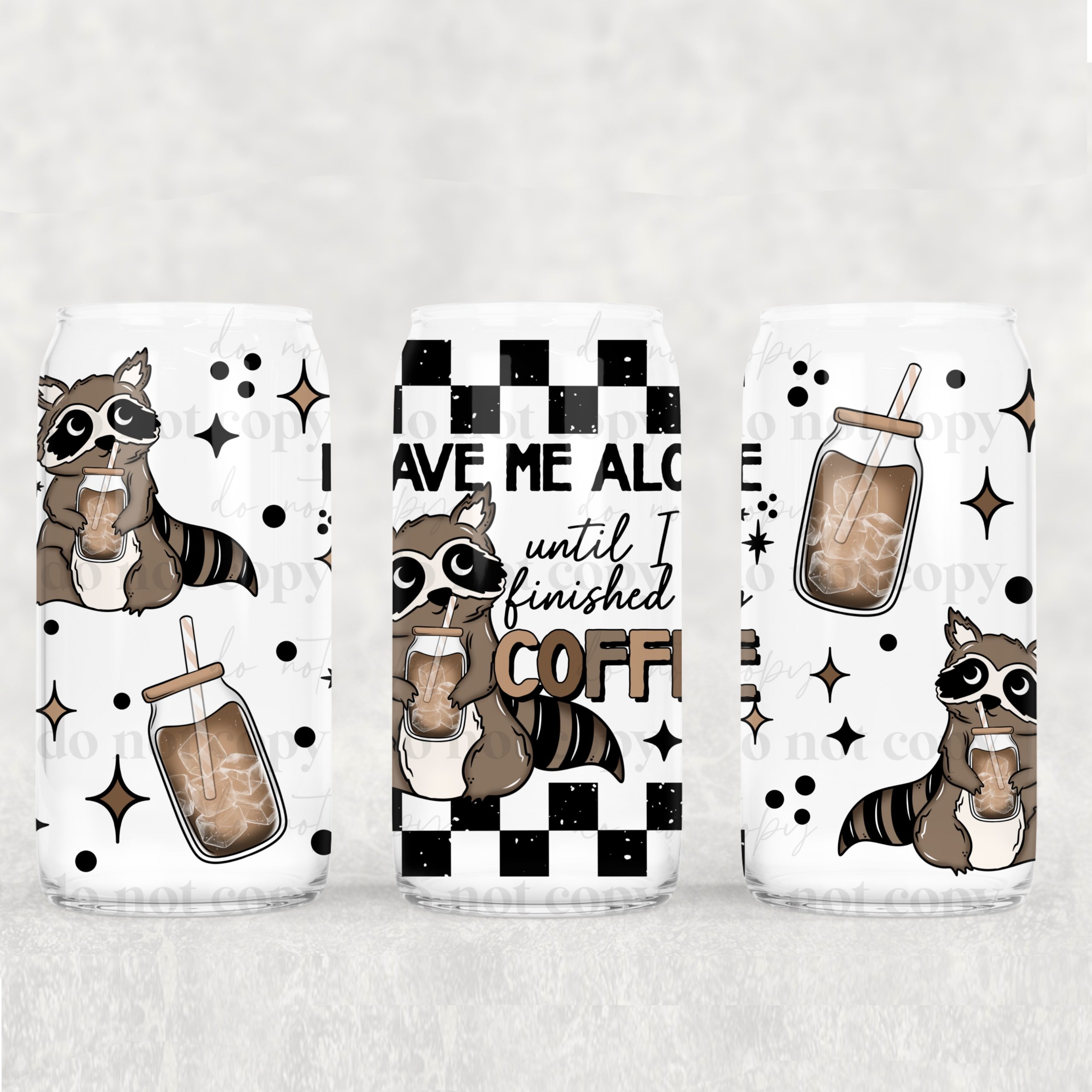 Coffee Raccoon UV DTF Can Wrap