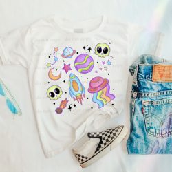 Rainbow Space Collage DTF Transfer