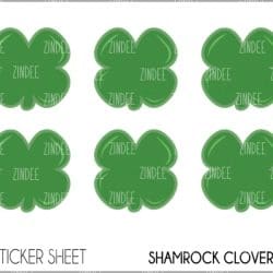 Shamrock Clover (sticker sheet) .5" White Gloss