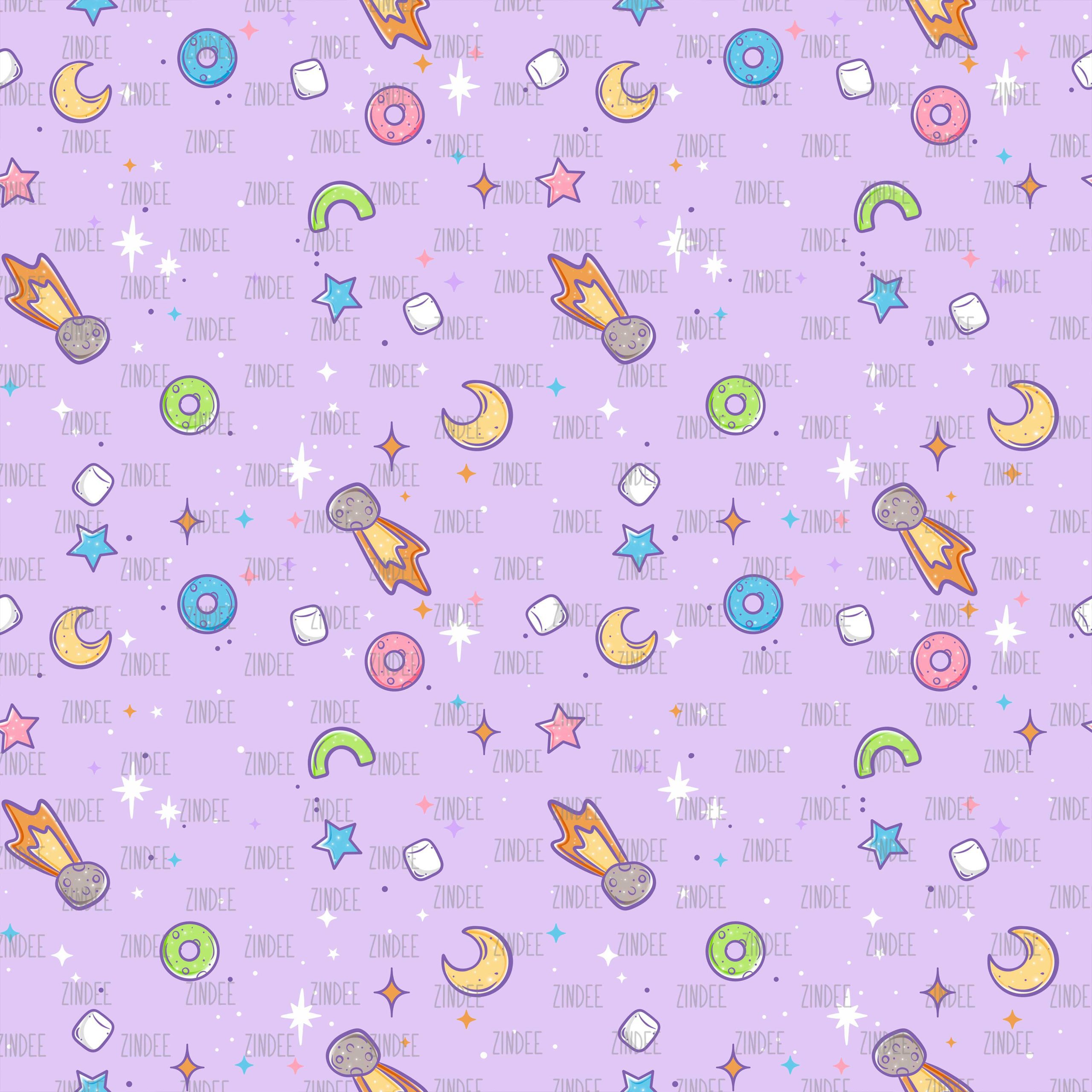 Space Doodle Purple seamless (vinyl)