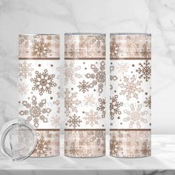 Tan Snowflakes (Sublimation Wrap) 20 oz Skinny