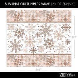 Tan Snowflakes (Sublimation Wrap) 20 oz Skinny - Image 2