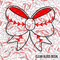 Baseball Simple Bow Kiss Cut Sticker (CLEAR GLOSS)
