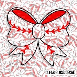 Baseball Simple Bow Kiss Cut Sticker (CLEAR GLOSS)