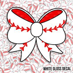 Baseball Simple Bow Kiss Cut Sticker (WHITE GLOSS)