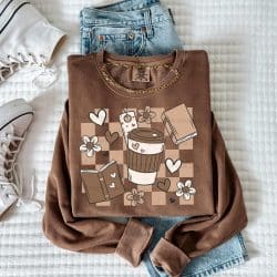 Coffee And Books Collage DTF Transfer