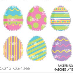 Easter Eggs (sticker sheet) .4" White Gloss