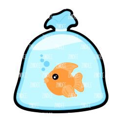 Fish In Bag Acrylic Blank- Sticker- UV DTF (2 inch) NO HOLE