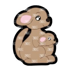 Kangaroo And Joey Acrylic Blank- Sticker- UV DTF (2 inch) NO HOLE