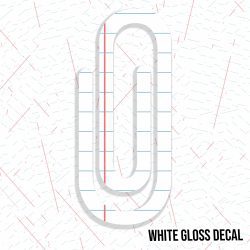 Notebook Paper Skinny Paperclip kiss cut sticker (3.5 inch) WHITE GLOSS