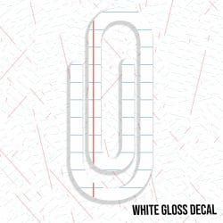 Notebook Paper Skinny Paperclip kiss cut sticker (3.5 inch) WHITE GLOSS