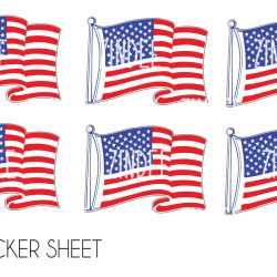 Flying Flag (sticker sheet) .5" White Gloss