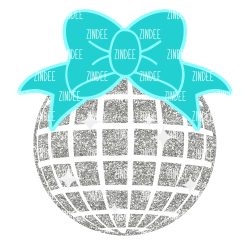 Glitter Disco Ball With Bow (fits Circle With Bow Acrylics) (download)