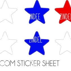 Star (sticker sheet) .6" White Gloss